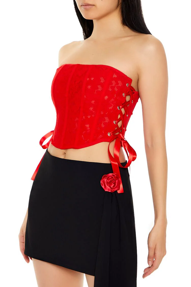 Lace Corset Tube Crop Top - Image 14