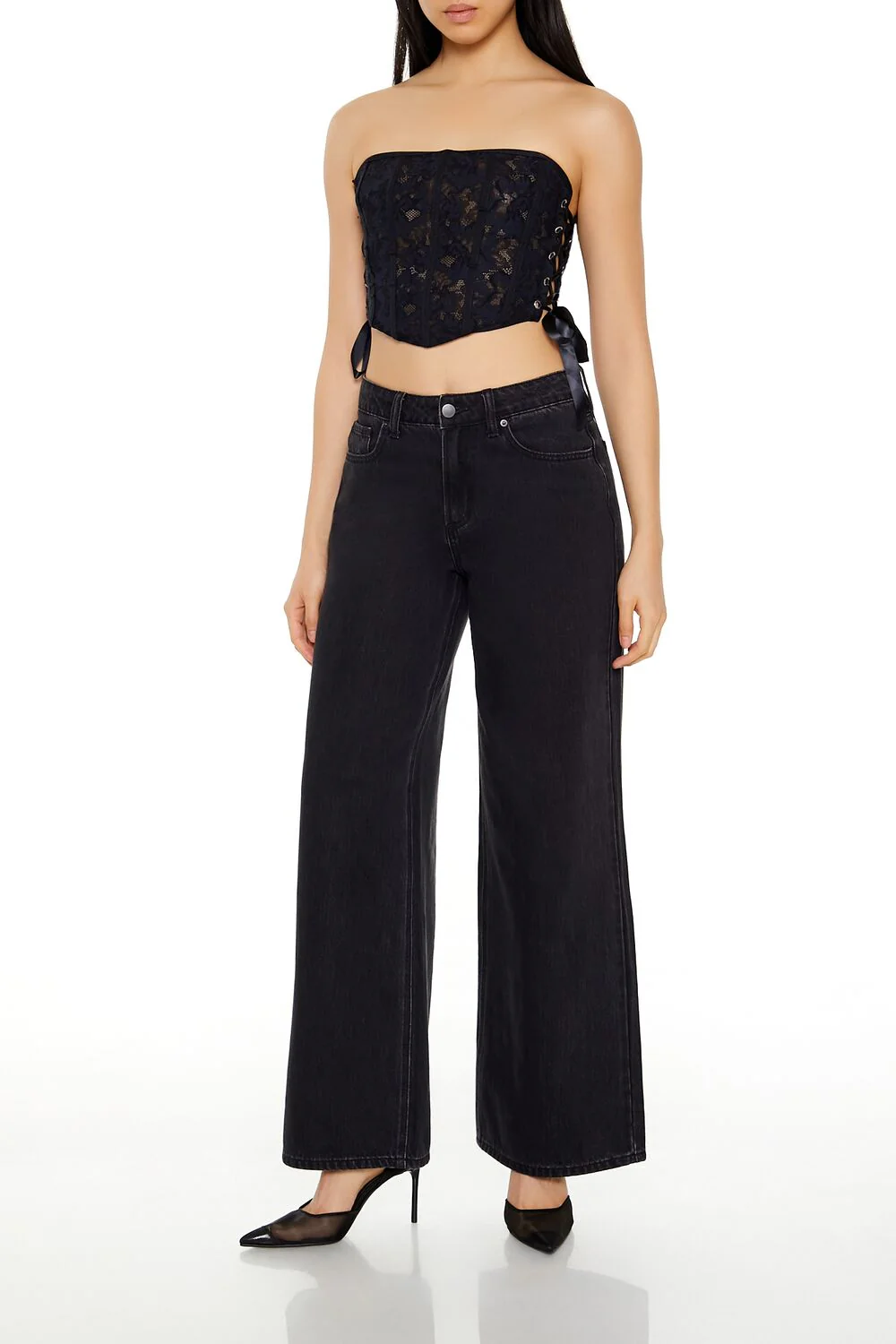 Lace Corset Tube Crop Top - Image 2