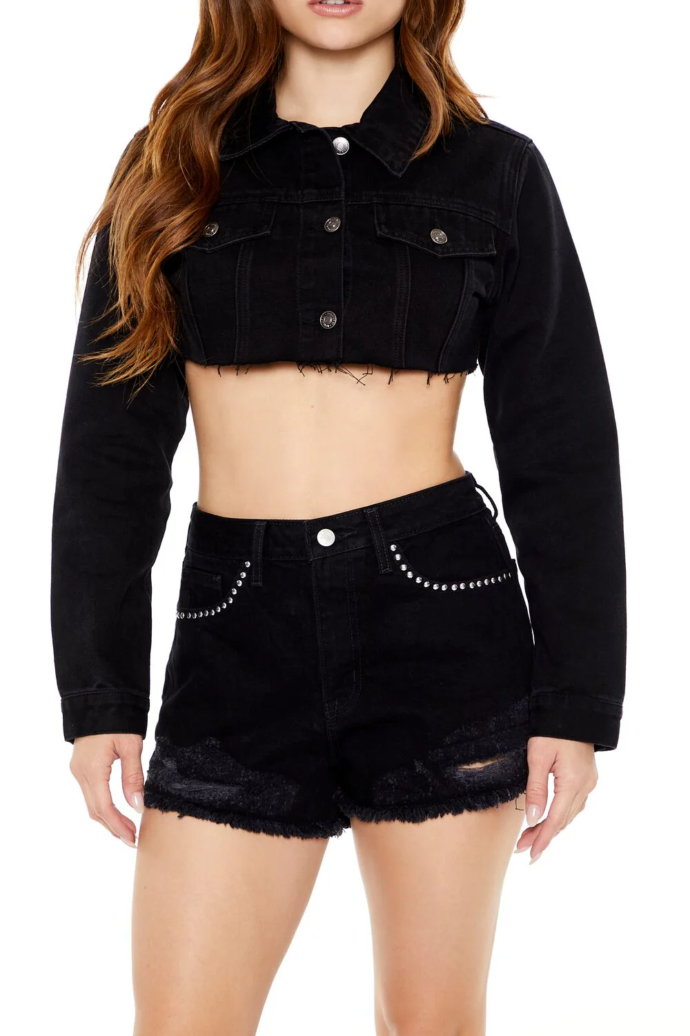 Cropped Denim Trucker Jacket - Image 5