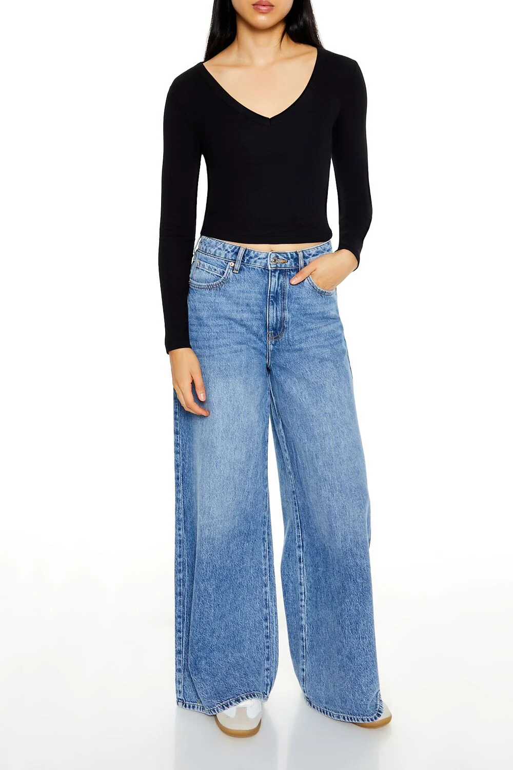 Cropped Long-Sleeve Top - Image 2