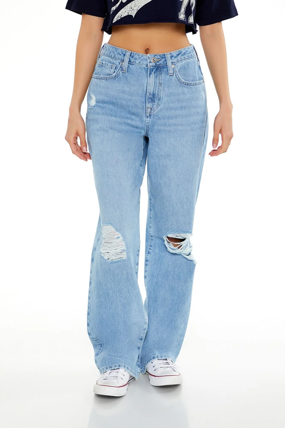 Distressed High-Rise Straight Jeans - Image 2