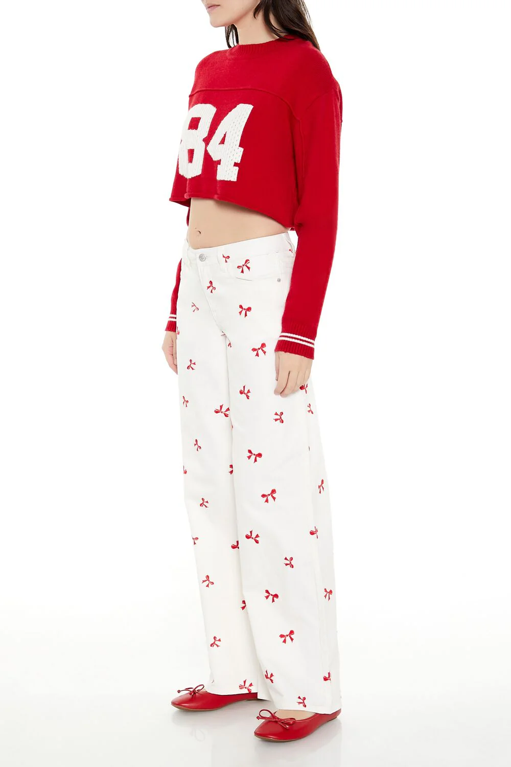Bow Embroidered Baggy Pants - Image 3