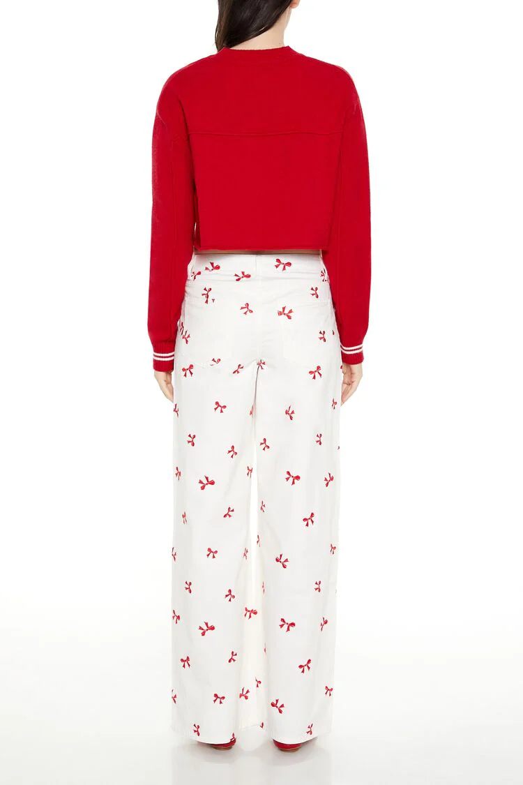 Bow Embroidered Baggy Pants - Image 4