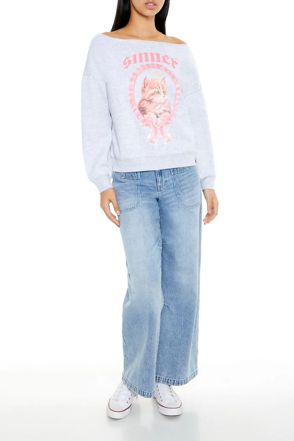 Sinner Kitten Graphic Pullover - Image 2