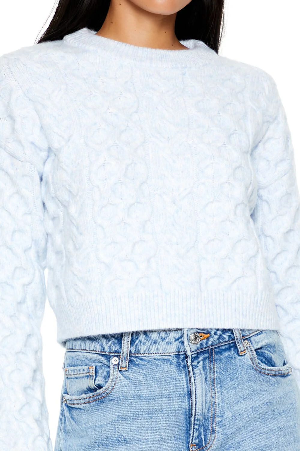 Honeycomb Knit Cropped Sweater - Image 3