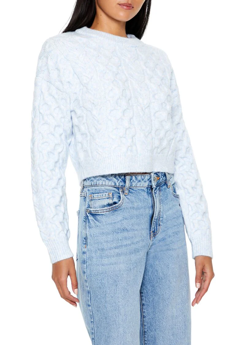 Honeycomb Knit Cropped Sweater - Image 4