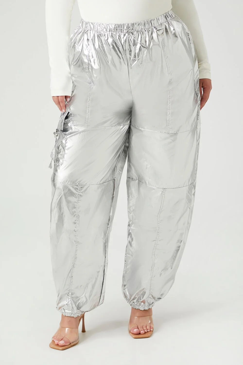 Plus Size Metallic Cargo Pants - Image 2