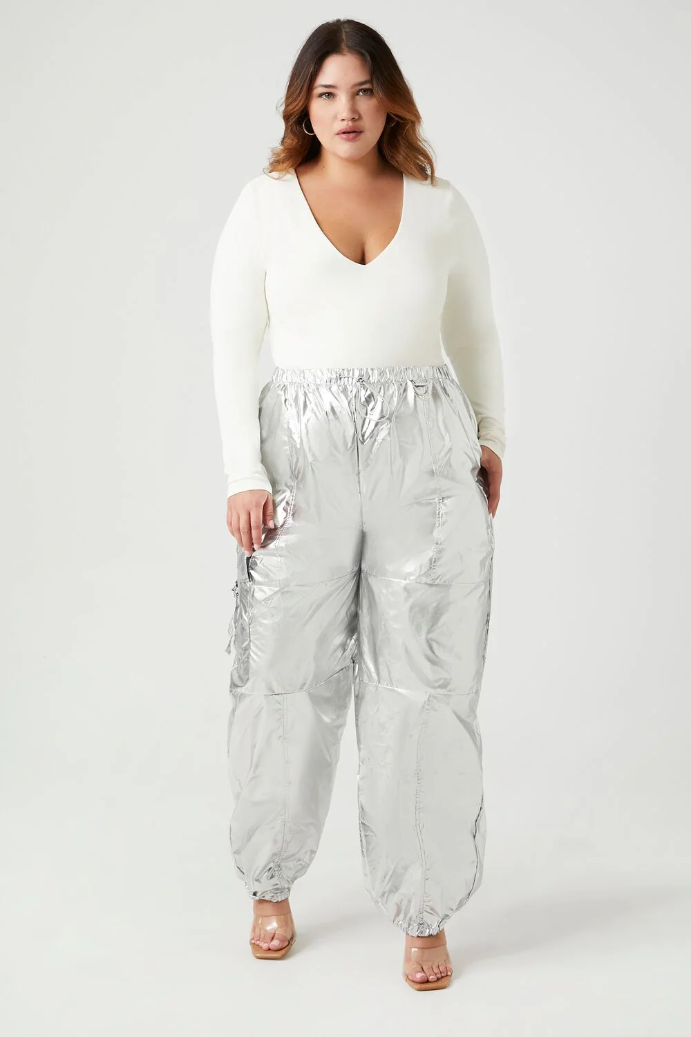 Plus Size Metallic Cargo Pants - Image 5