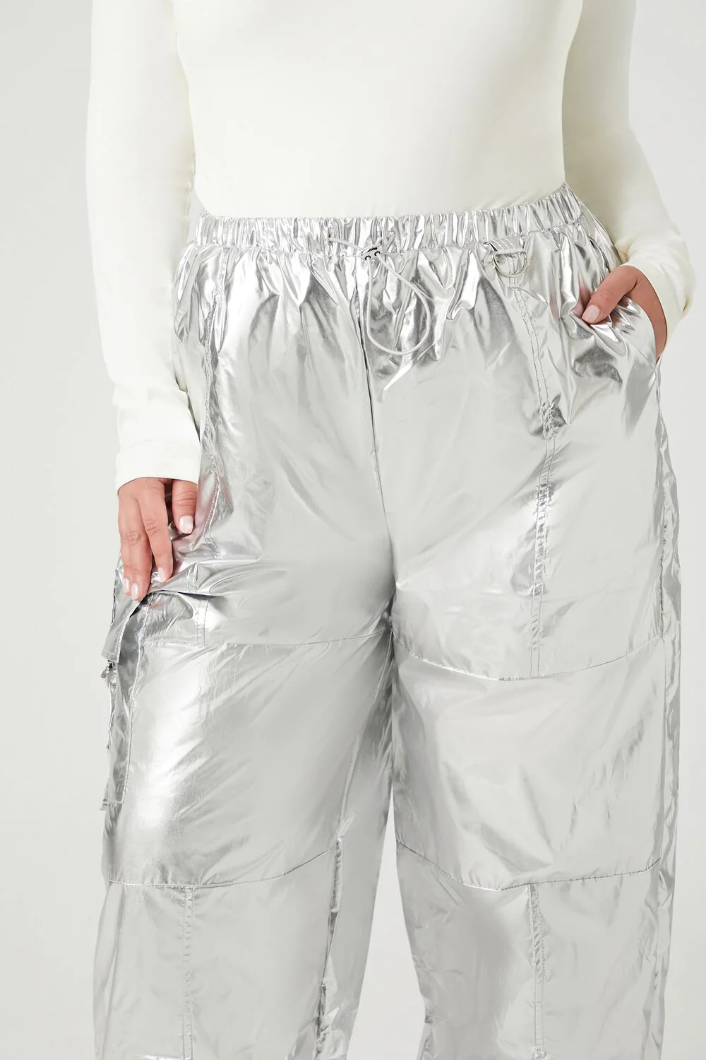 Plus Size Metallic Cargo Pants - Image 6