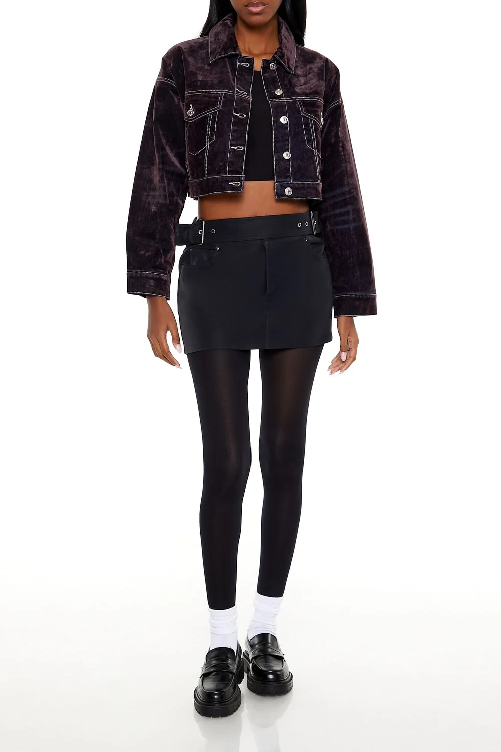 Cropped Denim Trucker Jacket - Image 2