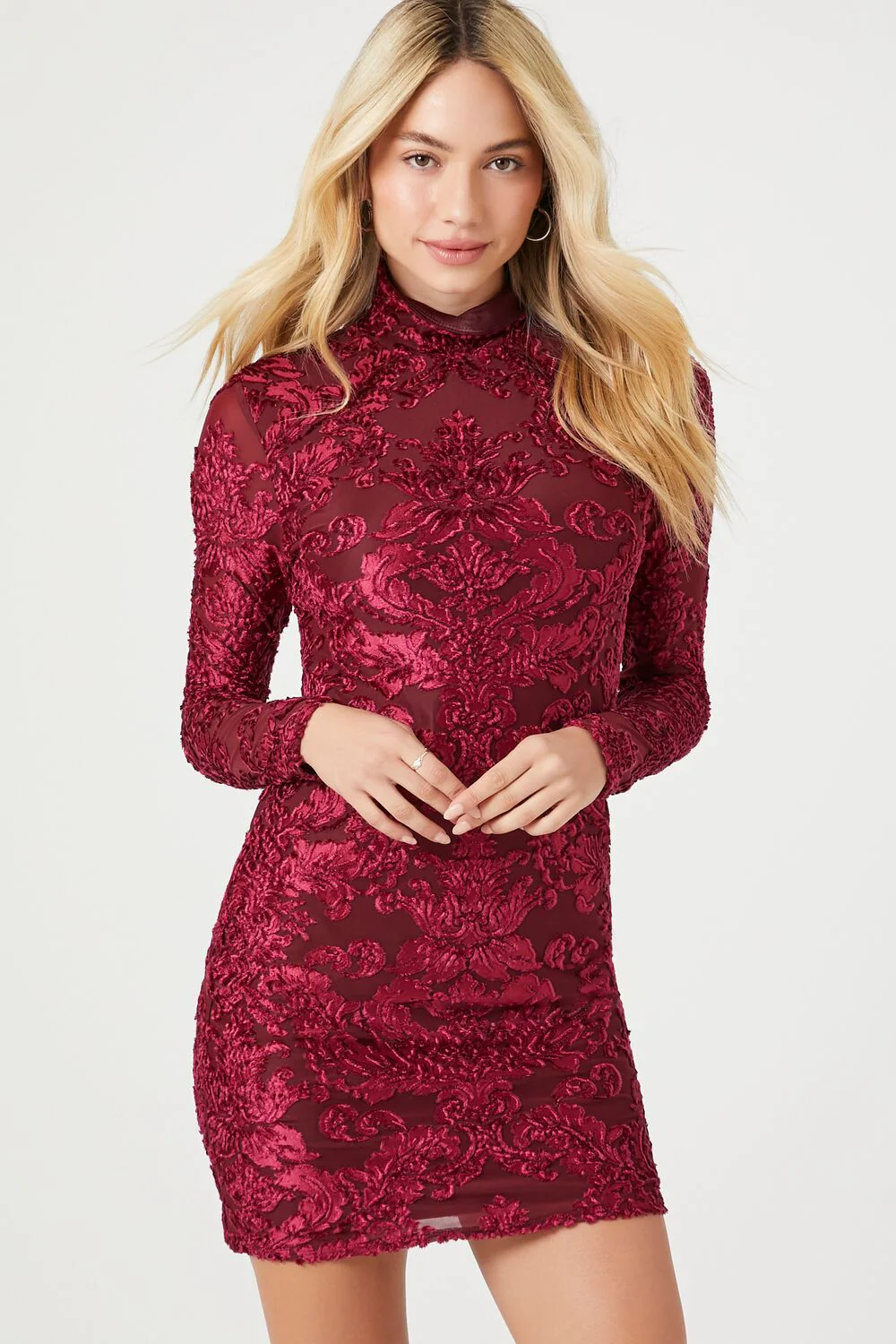 Jacquard Floral Print Mini Dress - Image 2