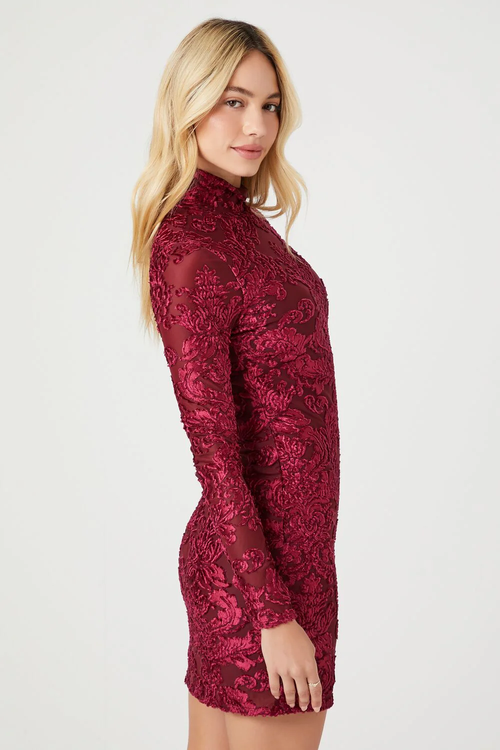 Jacquard Floral Print Mini Dress - Image 3