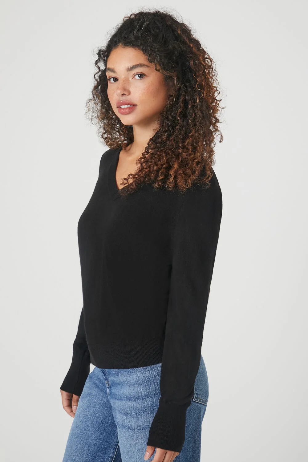 Ribbed V-Neck Sweater - Image 2