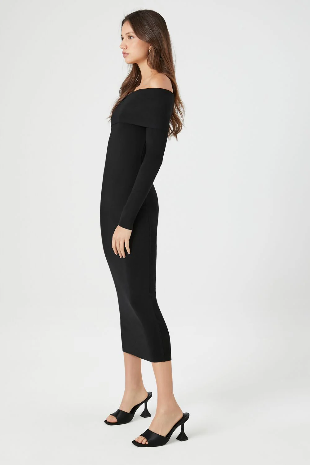 Off-the-Shoulder Foldover Midi Sweater Dress - Image 2