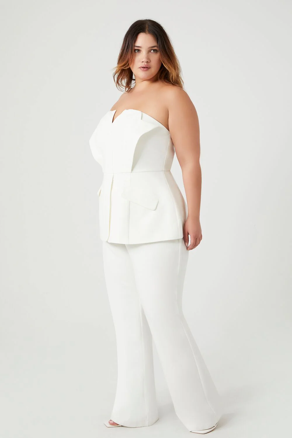 Plus Size Strapless Peplum Jumpsuit - Image 2