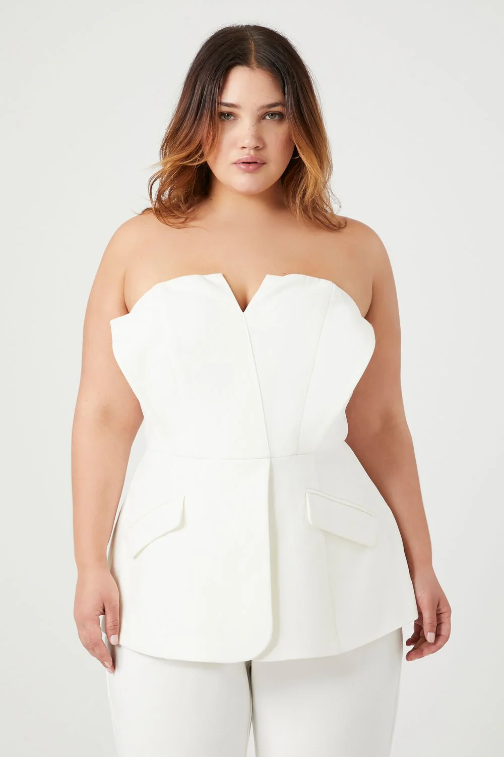 Plus Size Strapless Peplum Jumpsuit - Image 4
