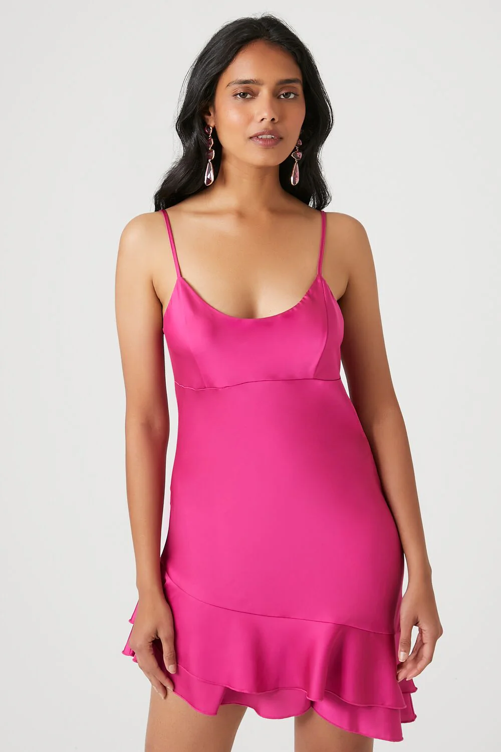 Satin Ruffle-Hem Mini Dress - Image 6