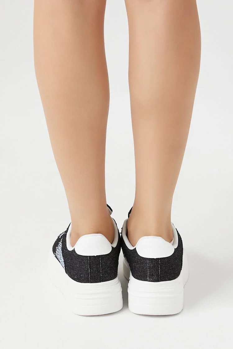 Denim Rhinestone Sneakers - Image 3
