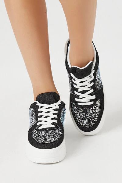 Denim Rhinestone Sneakers - Image 4