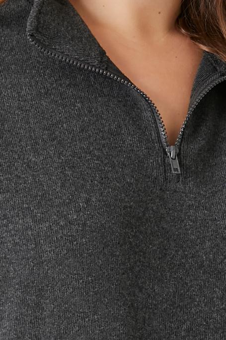 Plus Size Half-Zip Cropped Rib-Knit Pullover - Image 5