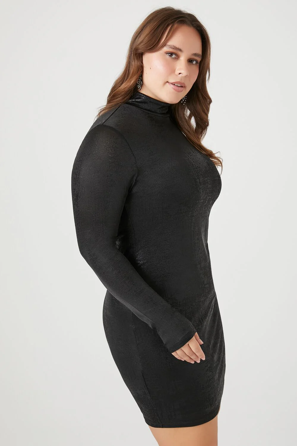 Plus Size Mock Neck Mini Dress - Image 2