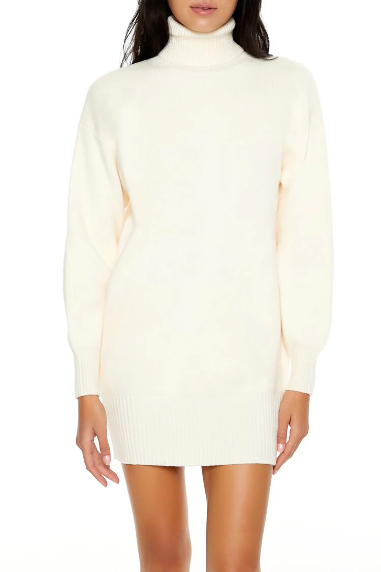 Turtleneck Mini Sweater Dress - Image 2