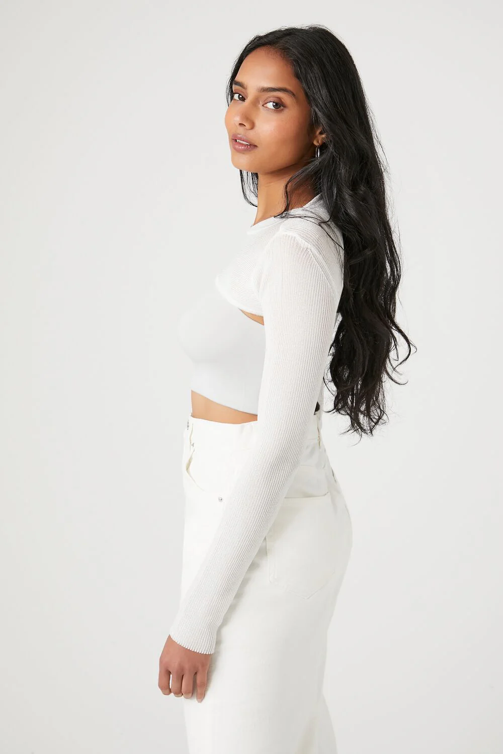 Super Cropped Sweater-Knit Top - Image 2