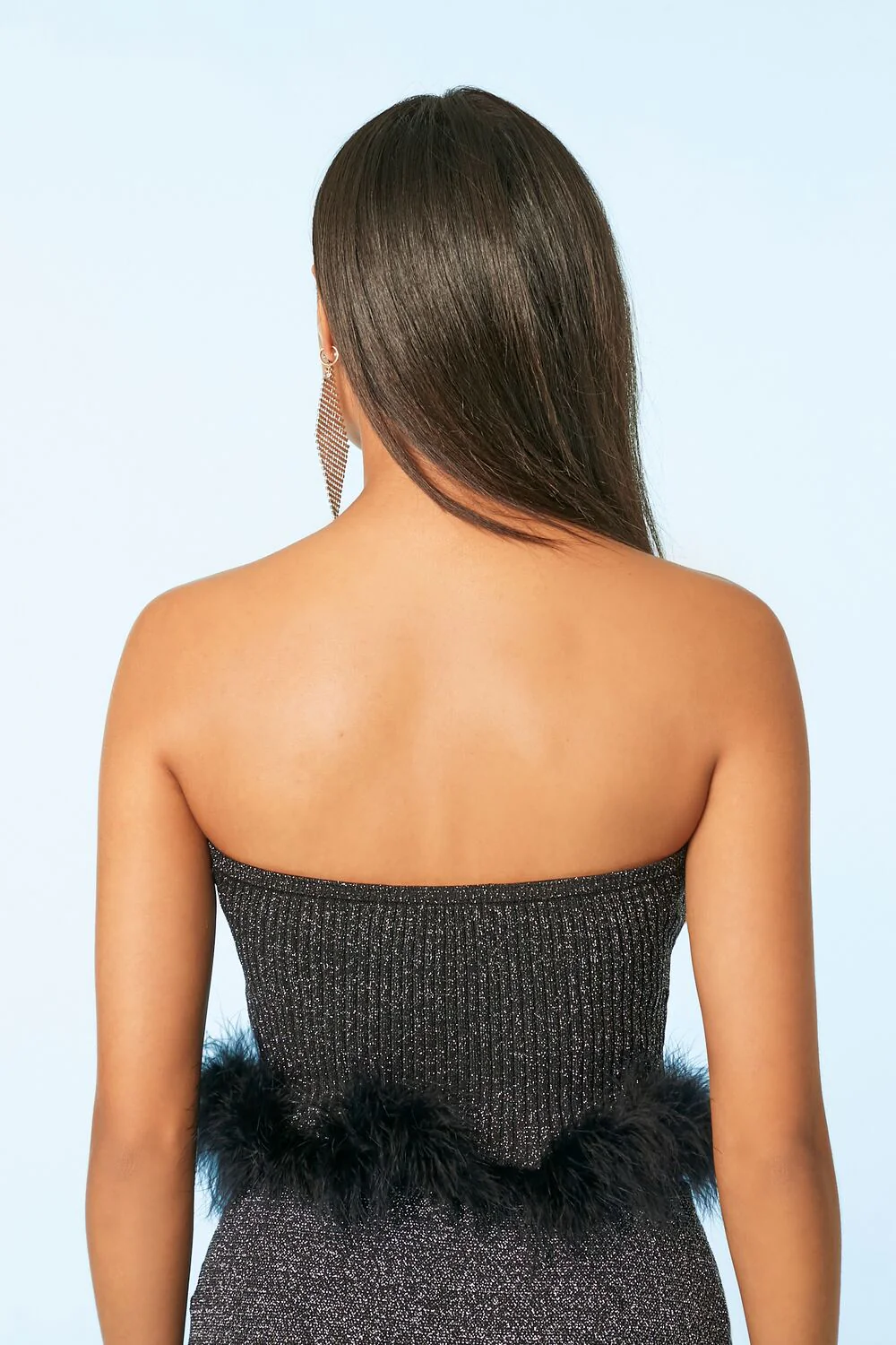 Glitter Feather-Trim Tube Top - Image 3