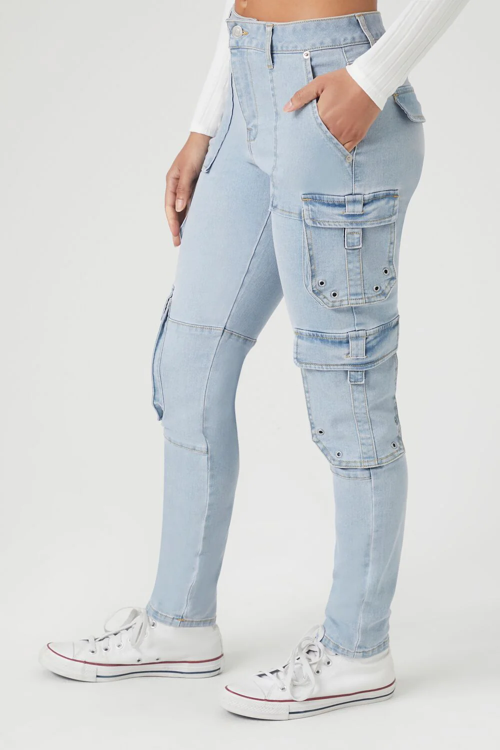 Grommet Cargo Skinny Jeans - Image 2