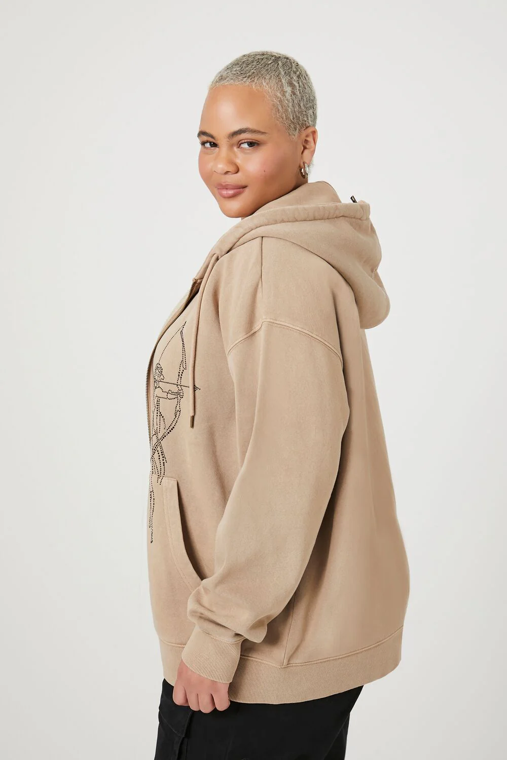 Plus Size Bow & Arrow Zip-Up Hoodie - Image 2