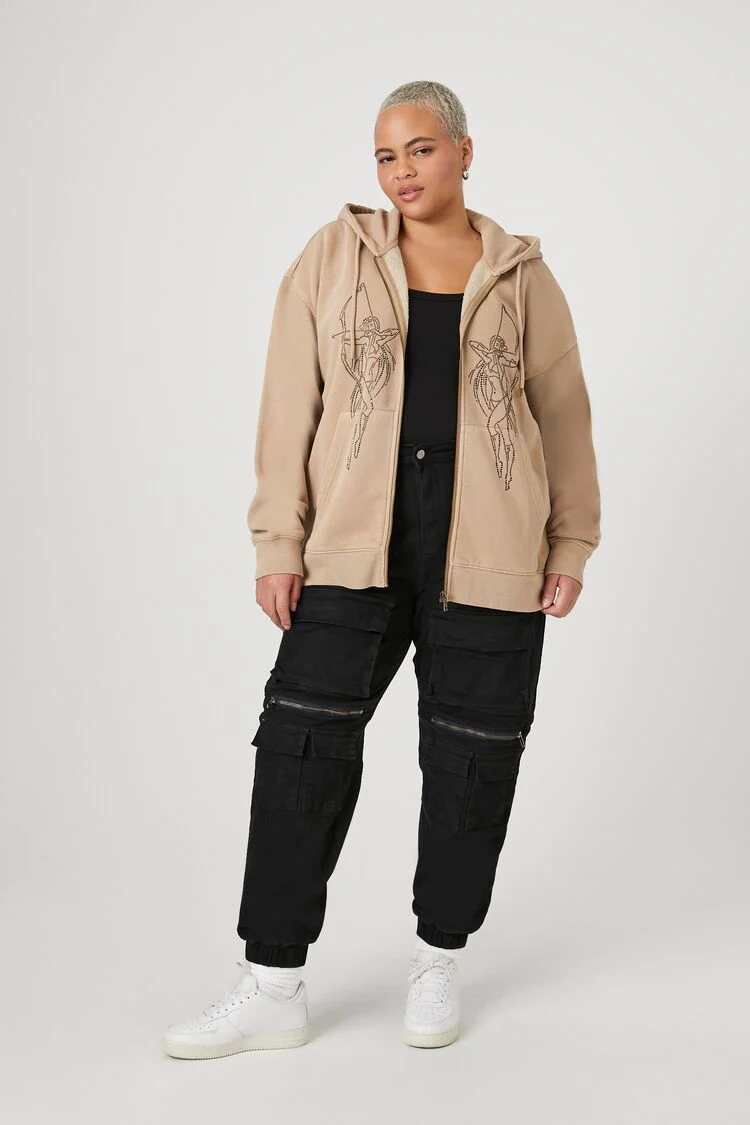 Plus Size Bow & Arrow Zip-Up Hoodie - Image 5