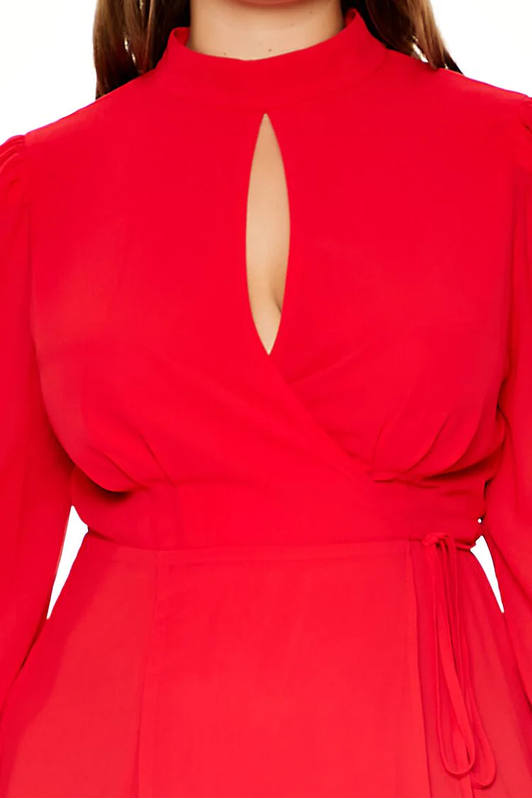 Plus Size Chiffon Mini Wrap Dress - Image 5