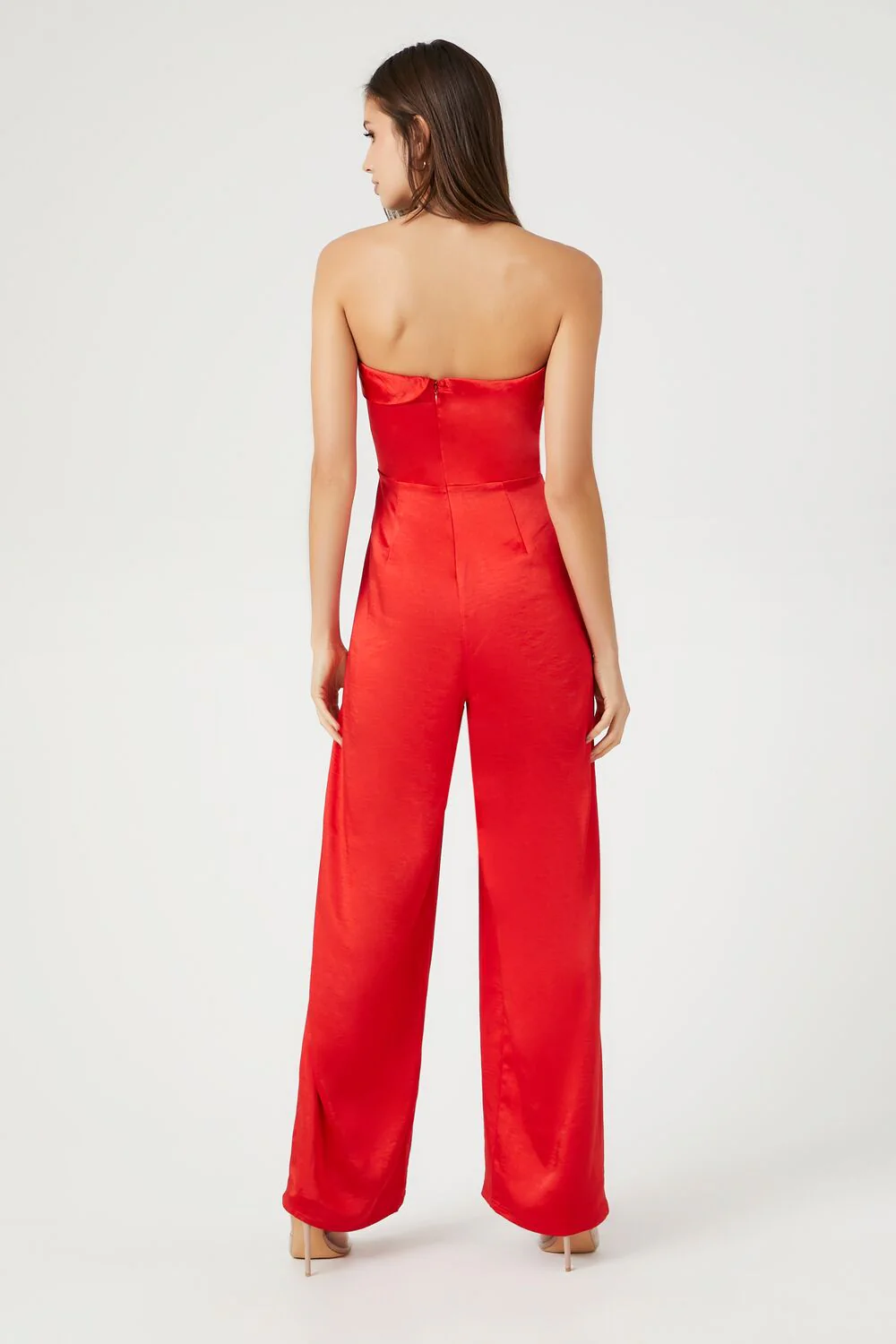 Satin Foldover Strapless Jumpsuit - Image 3