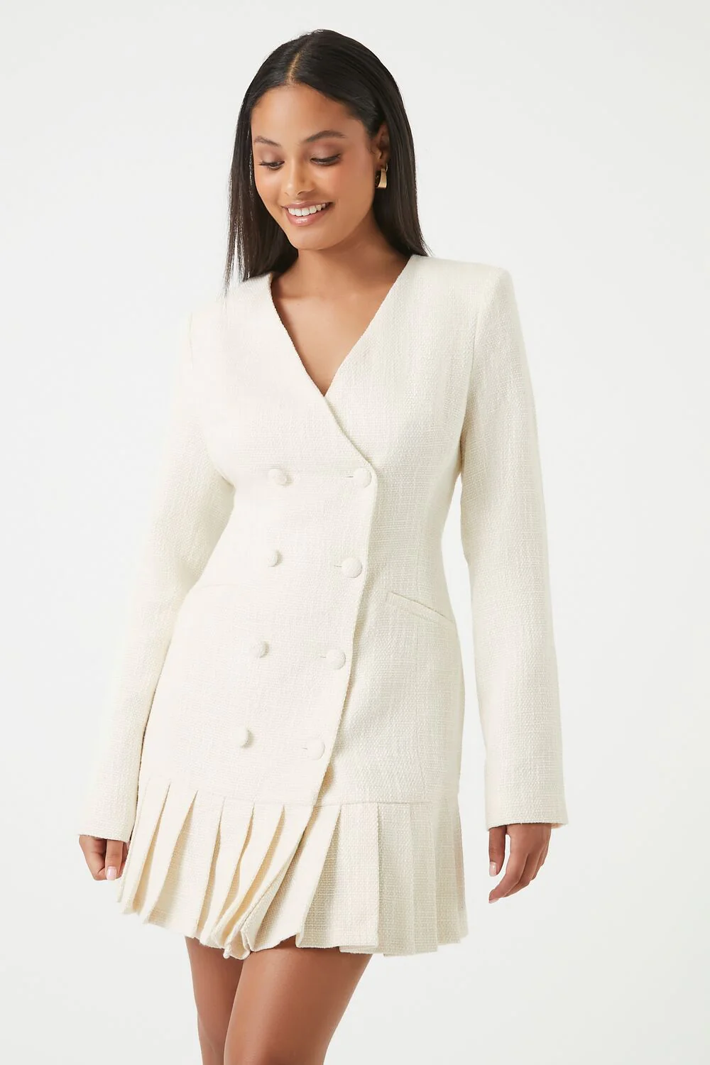 Pleated Tweed Blazer Mini Dress - Image 2