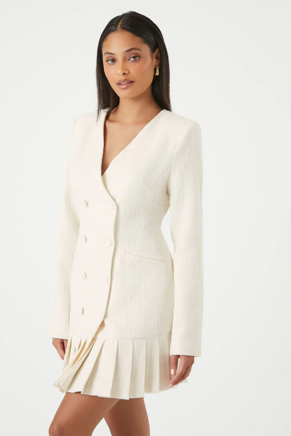 Pleated Tweed Blazer Mini Dress - Image 3