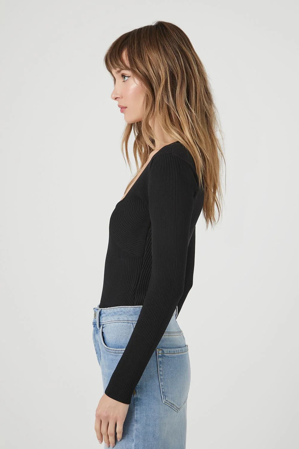 Sweater-Knit Long-Sleeve Bodysuit - Image 2