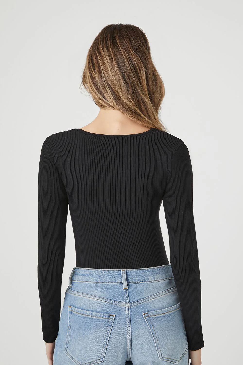 Sweater-Knit Long-Sleeve Bodysuit - Image 3