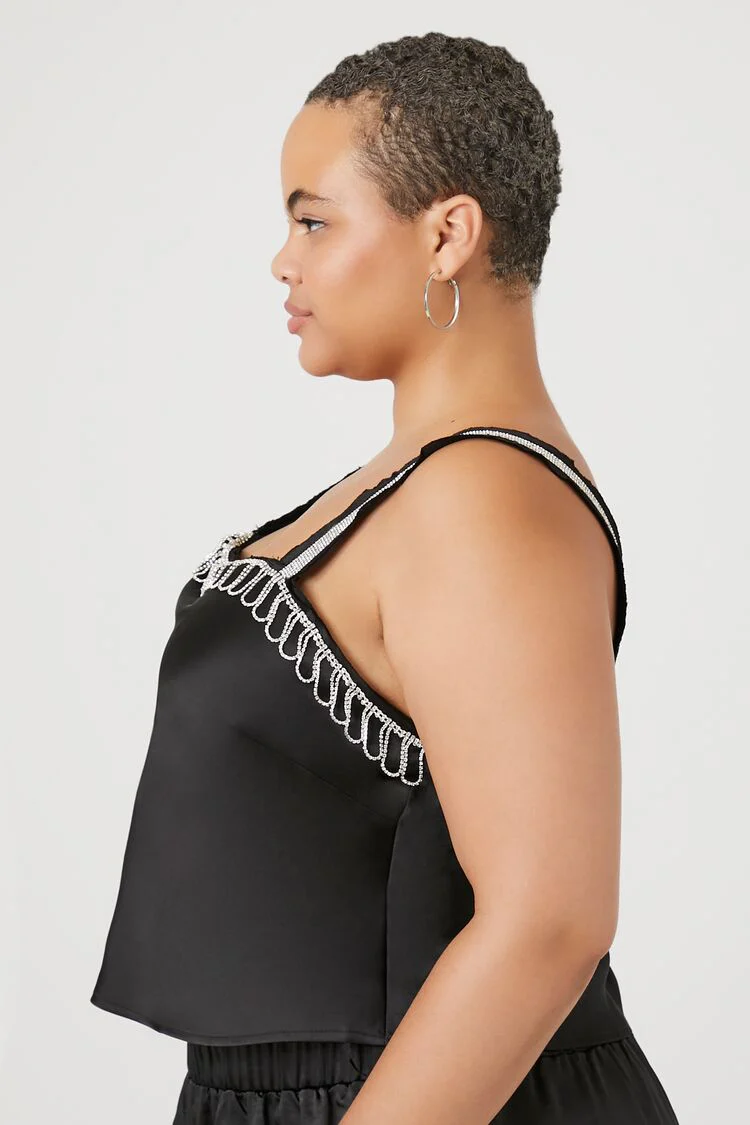 Plus Size Rhinestone-Trim Cami - Image 2