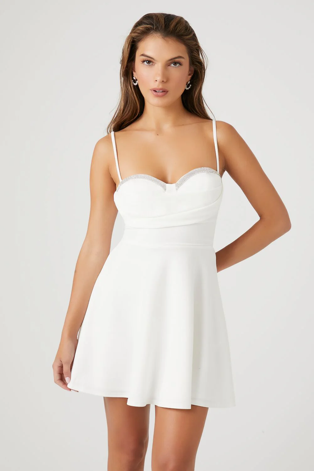 Rhinestone Lace-Up Mini Dress - Image 7
