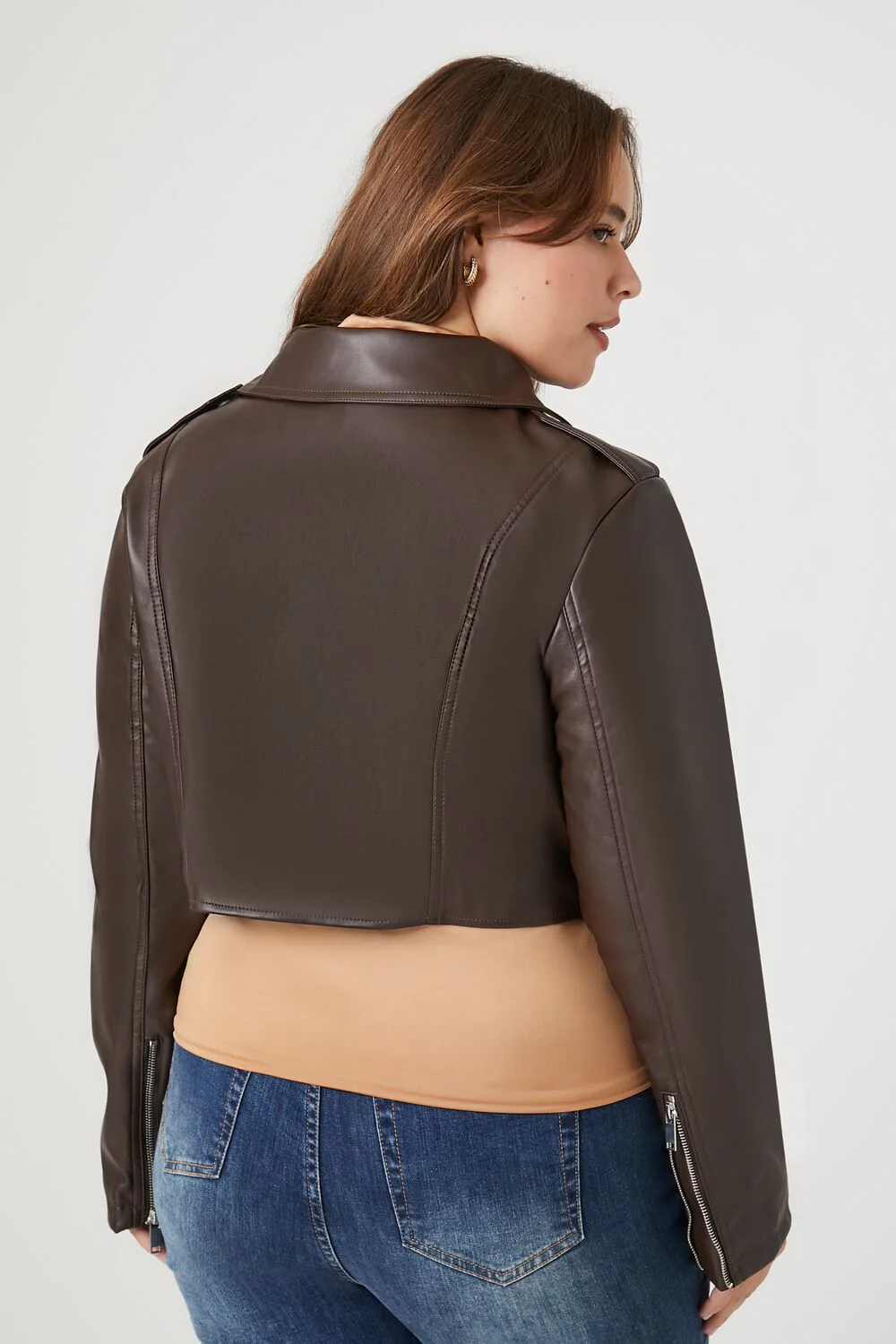 Plus Size Cropped Moto Jacket - Image 3