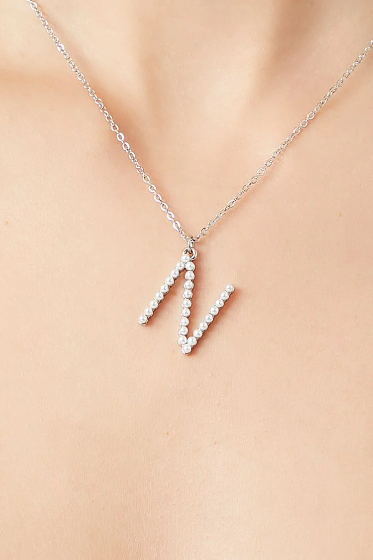 Rhinestone Initial Pendant Necklace - Image 13