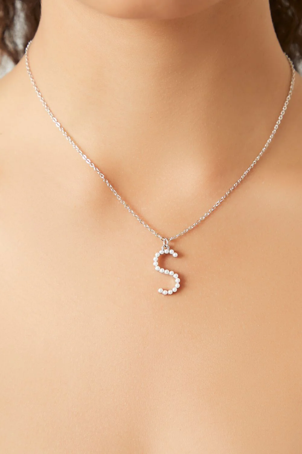 Rhinestone Initial Pendant Necklace - Image 2