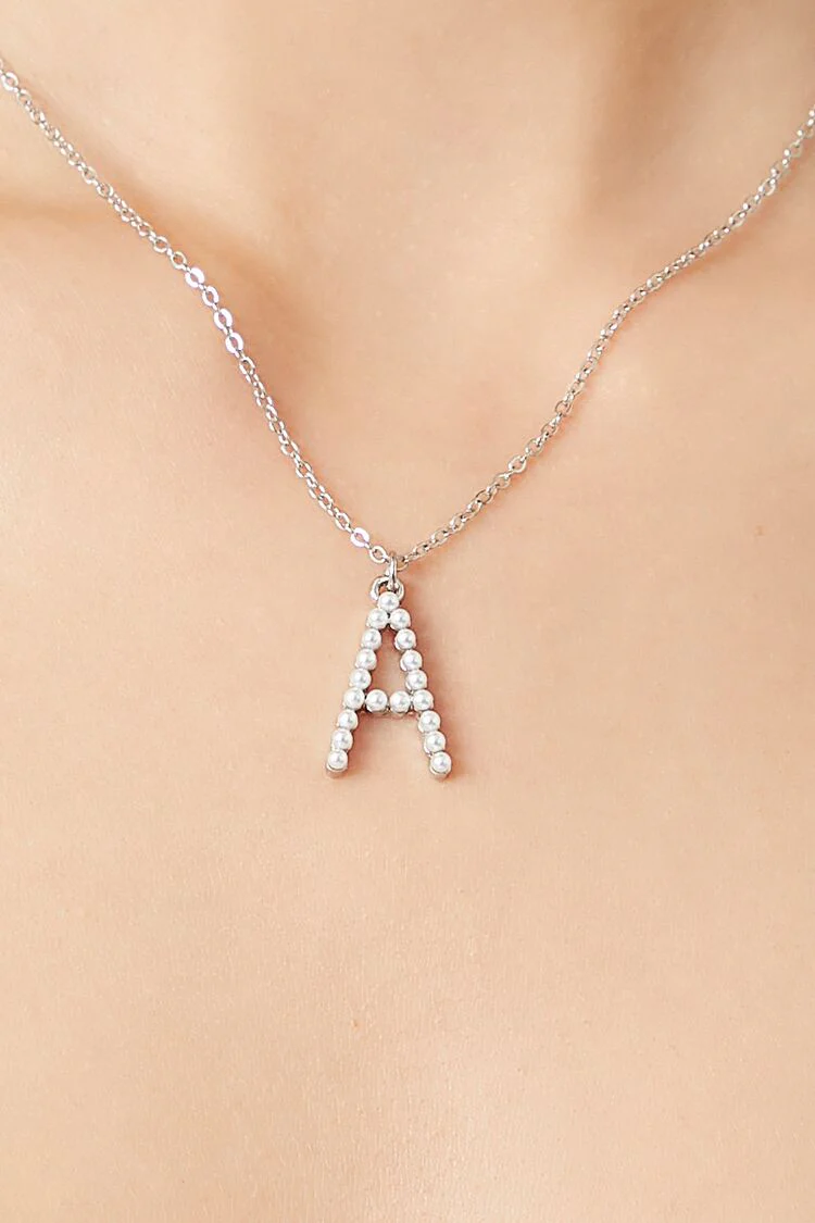 Rhinestone Initial Pendant Necklace - Image 4
