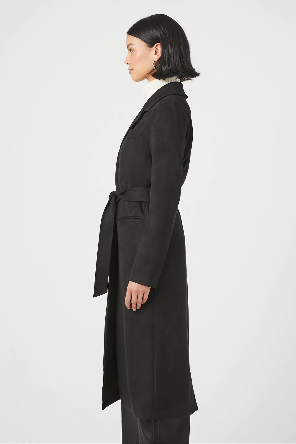 Faux Suede Longline Coat - Image 3