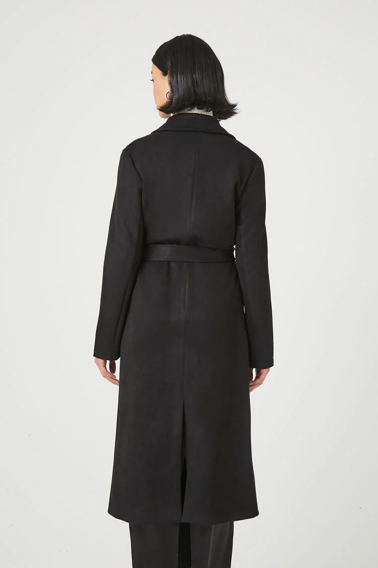 Faux Suede Longline Coat - Image 4