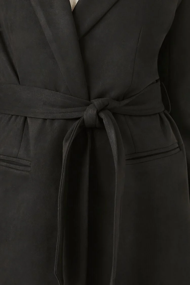 Faux Suede Longline Coat - Image 6