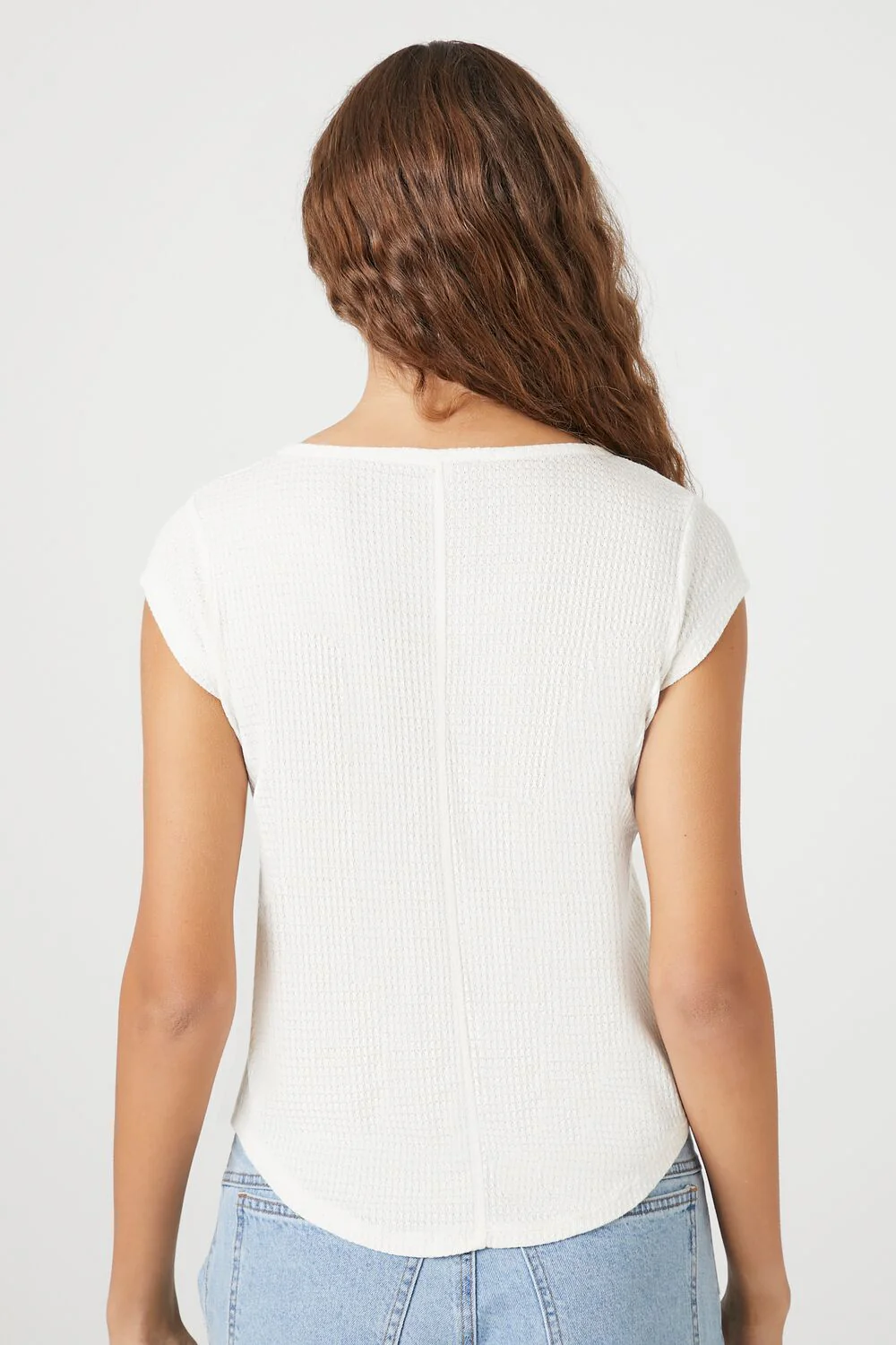 Curved-Hem Thermal Henley Top - Image 3