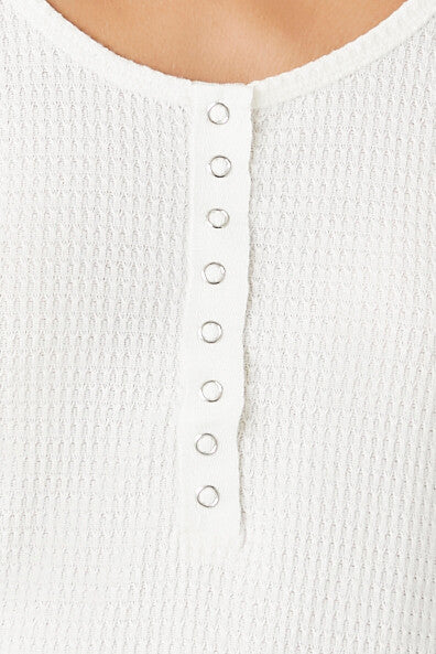 Curved-Hem Thermal Henley Top - Image 5