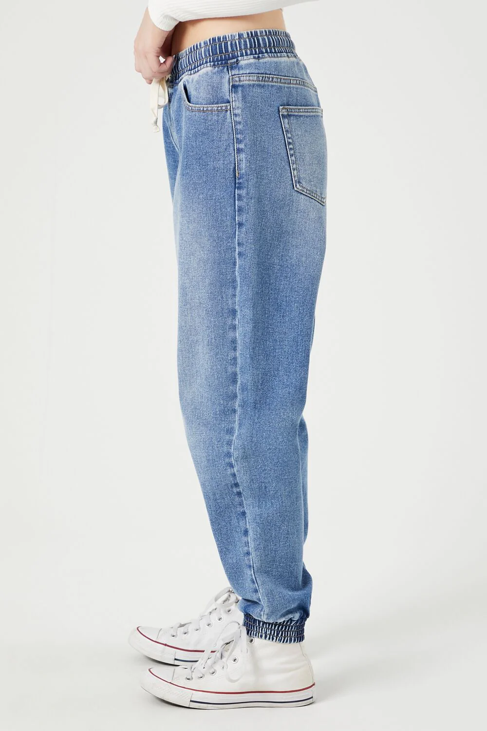 Drawstring Denim Joggers - Image 2
