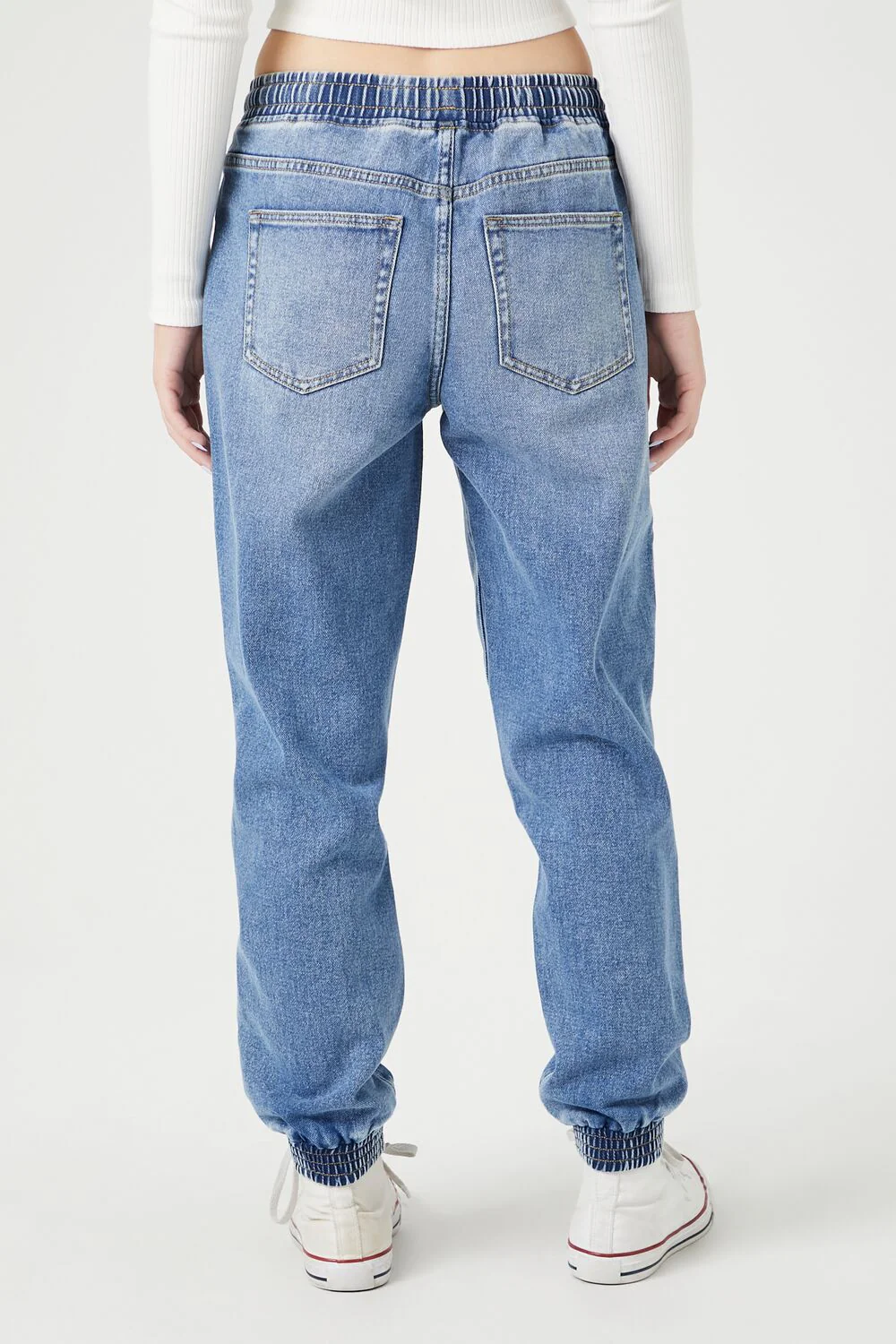 Drawstring Denim Joggers - Image 3